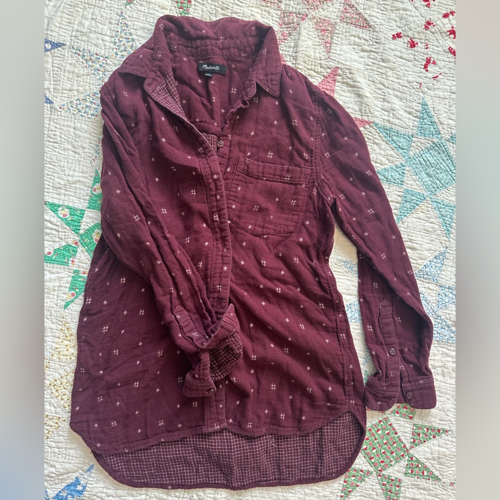 Madewell Plum Button-Up Lined Flannel Shirt
